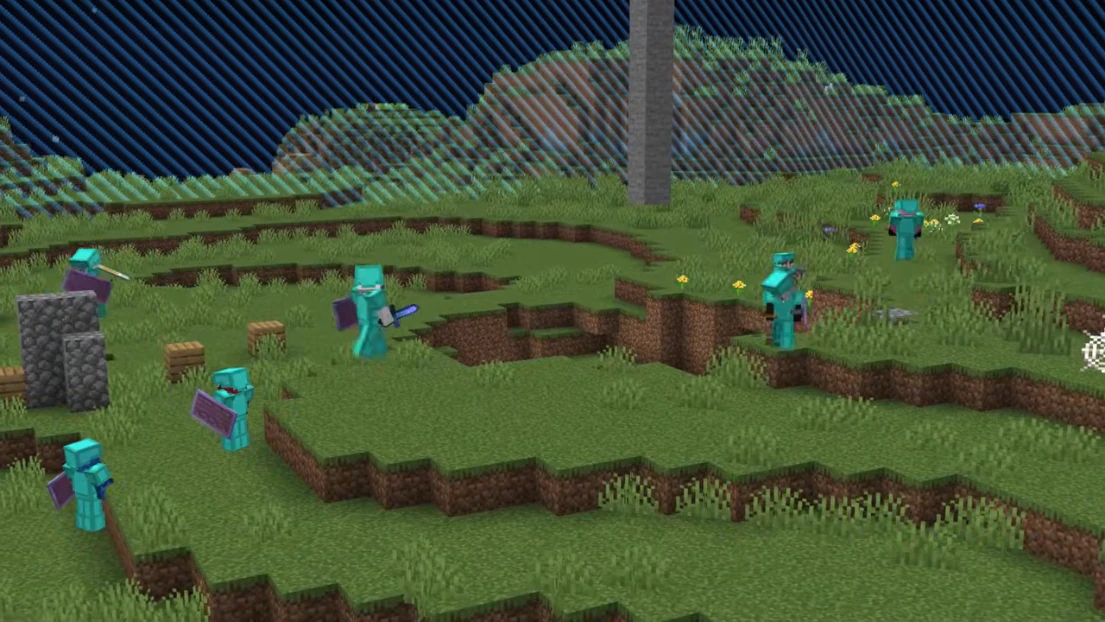 Minecraft radar overlay across a PvP field